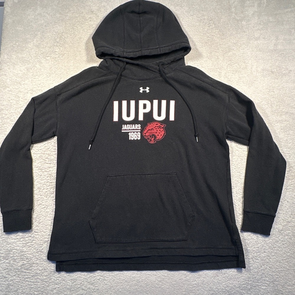 Under Armour IUPUI Jaguars‎ Hoodie Women Large Black ColdGear Sweatshirt Sporty